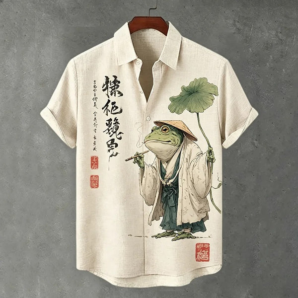 Writaly Vintage Frog Samurai Art Shirt – Japanese Style Graphic Casual Wear